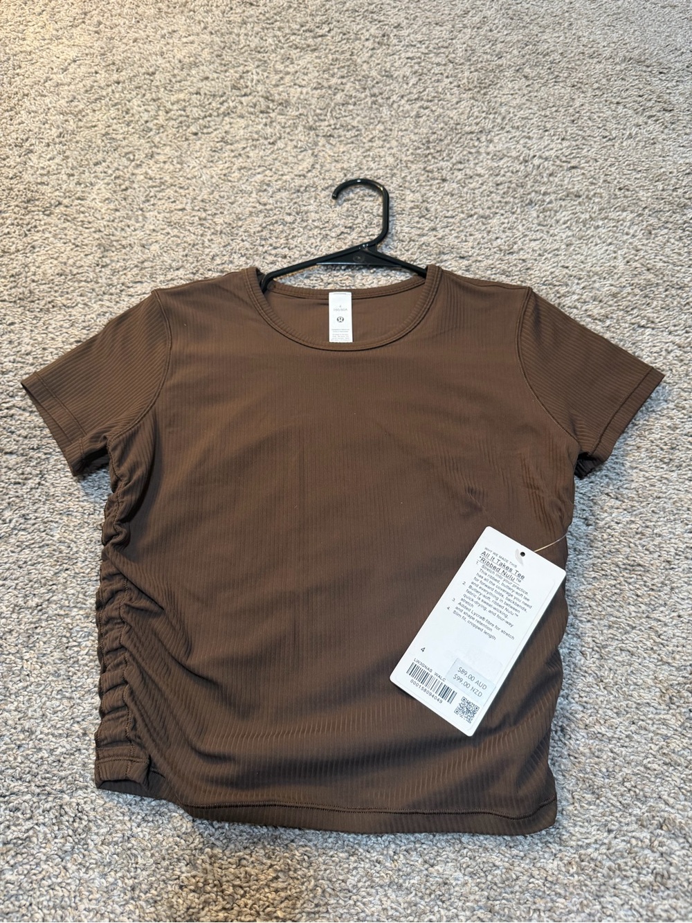 NWT Lululemon all it takes Tee Walnut Crunch- Size 4